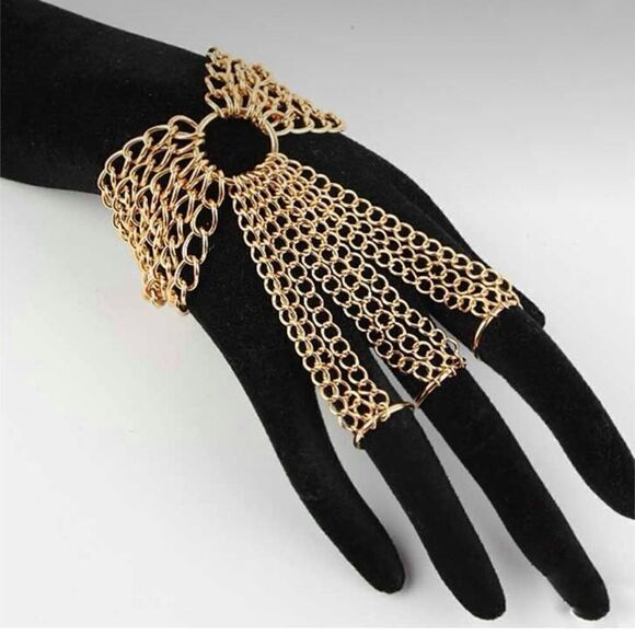 Para Hand Chain Bracelet Rings Rose Gold Color - Picture 4 of 12